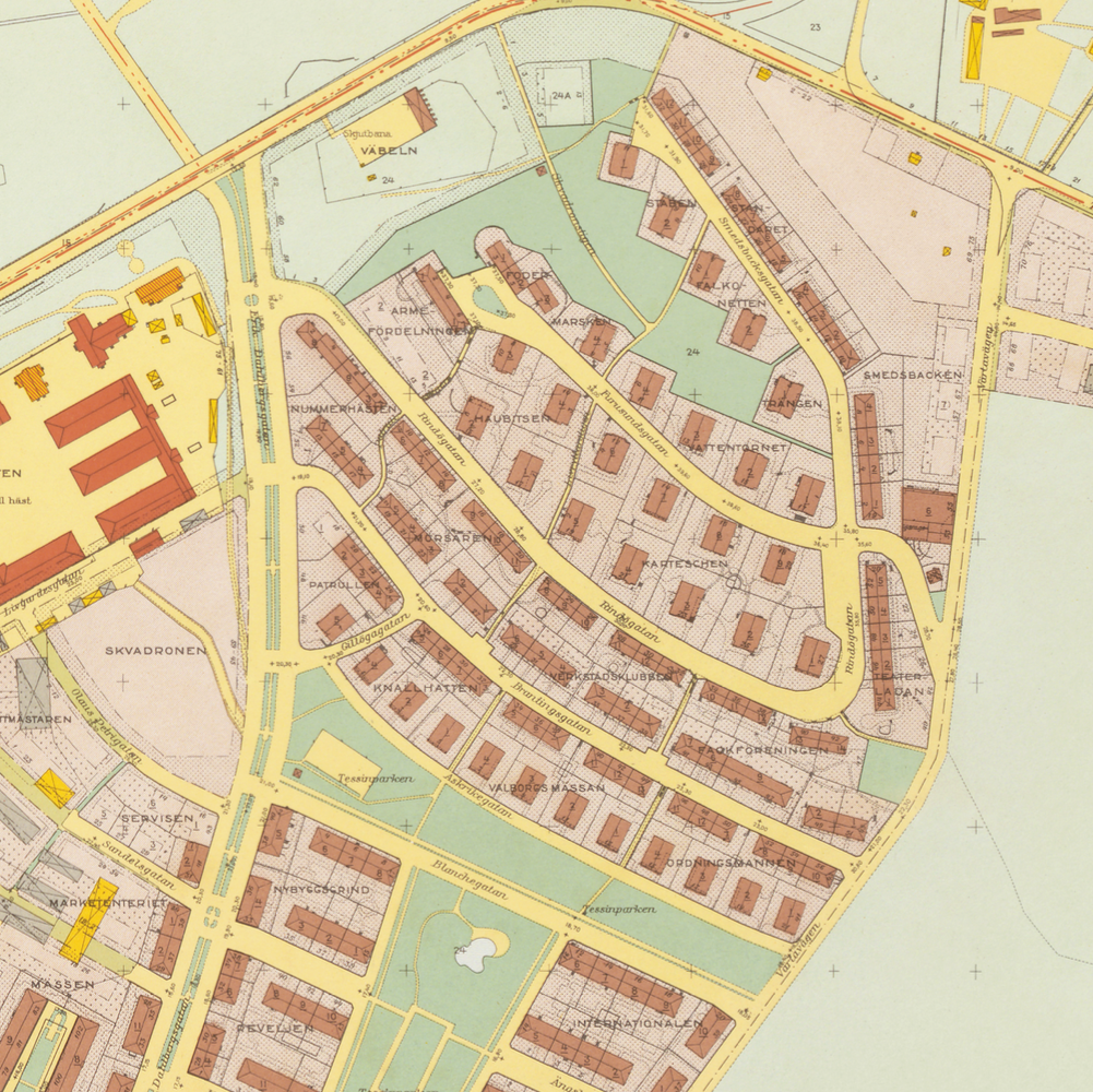 Hjorthagen - Ladugårdsgärdet (1938-1940 års karta över Stockholm)