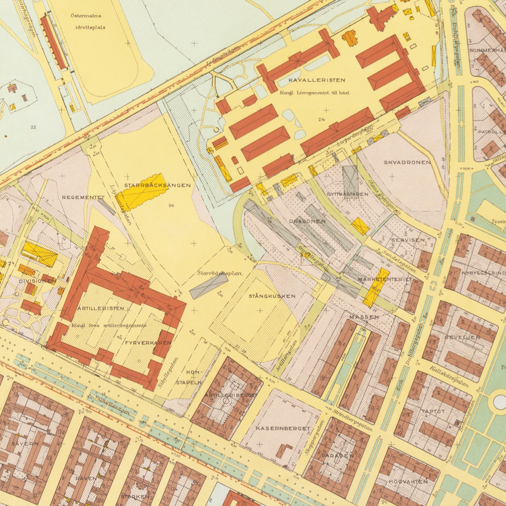 Hjorthagen - Ladugårdsgärdet (1938-1940 års karta över Stockholm)