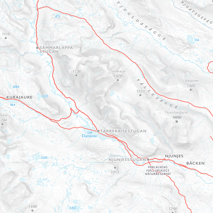 Stigkarta Sarek Nationalpark