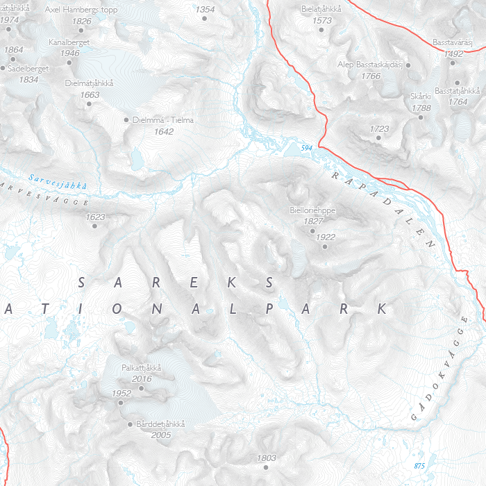 Stigkarta Sarek Nationalpark