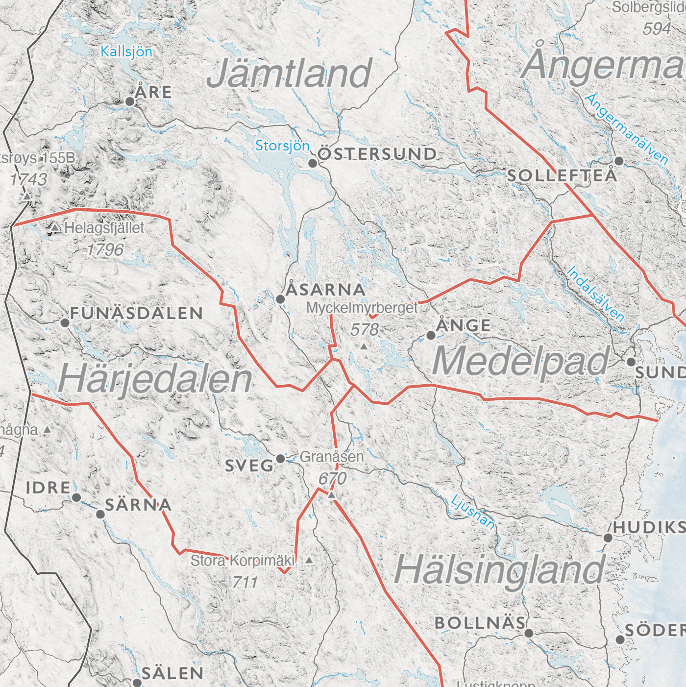 Sverigekarta med landskap