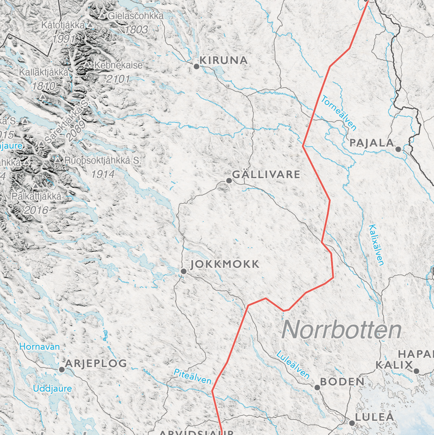 Sverigekarta med landskap
