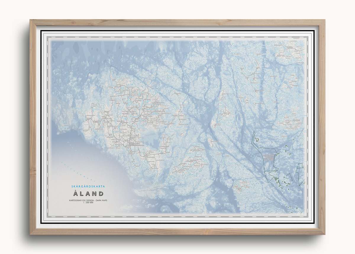 Ahvenanmaan saaristokartta: Ahvenanmaa ja saaristo Eckeröstä Kökariin ja Kustaviin, mittakaava 1:200 000