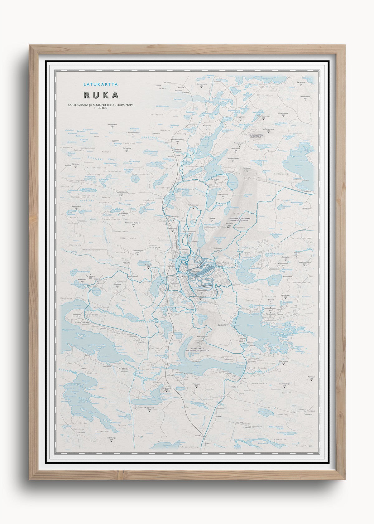 Rukan latukartta, seinäkartta Dapa Mapsilta