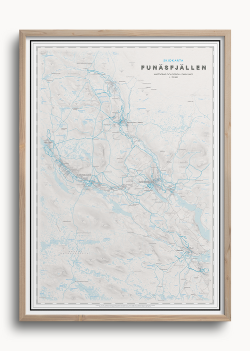 Skidkarta Funäsfjällen, väggkarta från Dapa Maps