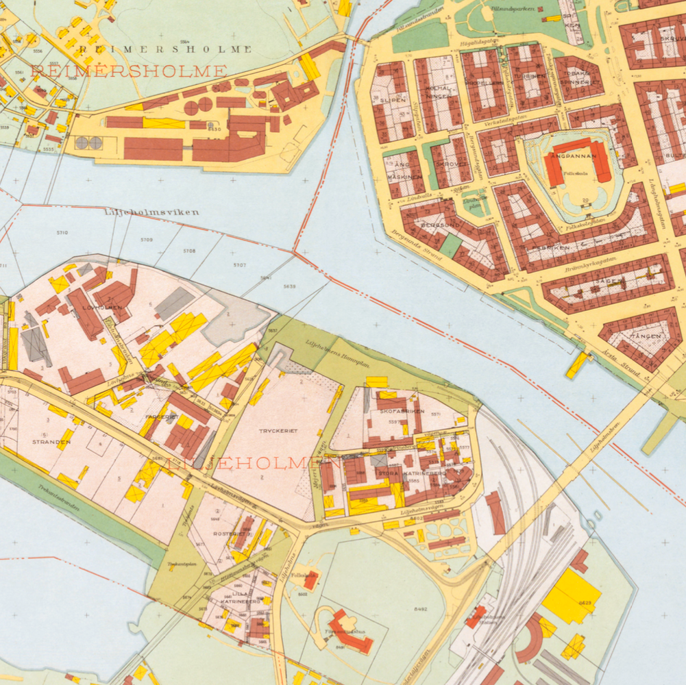 Gröndal - Liljeholmen (1938-1940 års karta över Stockholm)