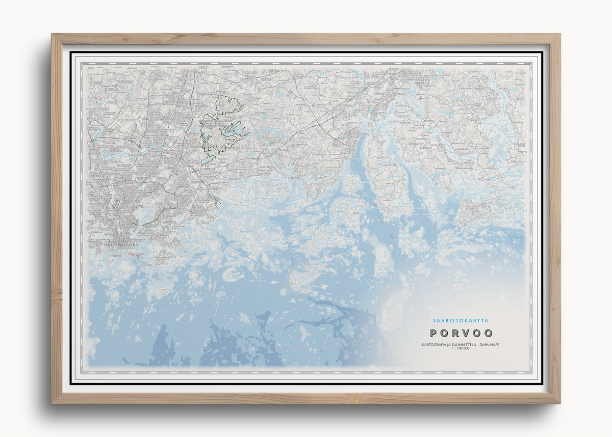 Porvoon saaristokartta, seinäkartta Dapa Mapsilta