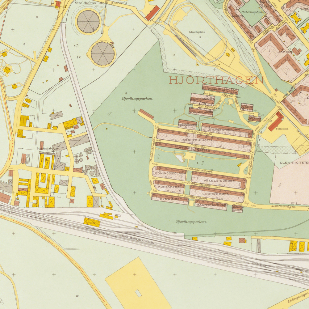 Hjorthagen - Ladugårdsgärdet (1938-1940 års karta över Stockholm)