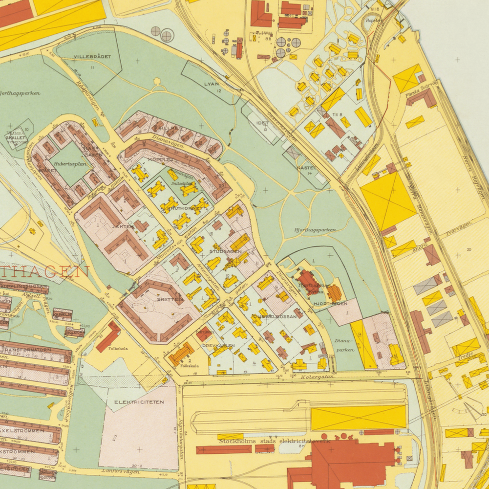 Hjorthagen - Ladugårdsgärdet (1938-1940 års karta över Stockholm)