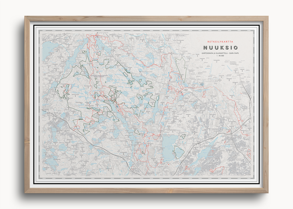 Nuuksion retkikartta, seinäkartta Dapa Mapsilta