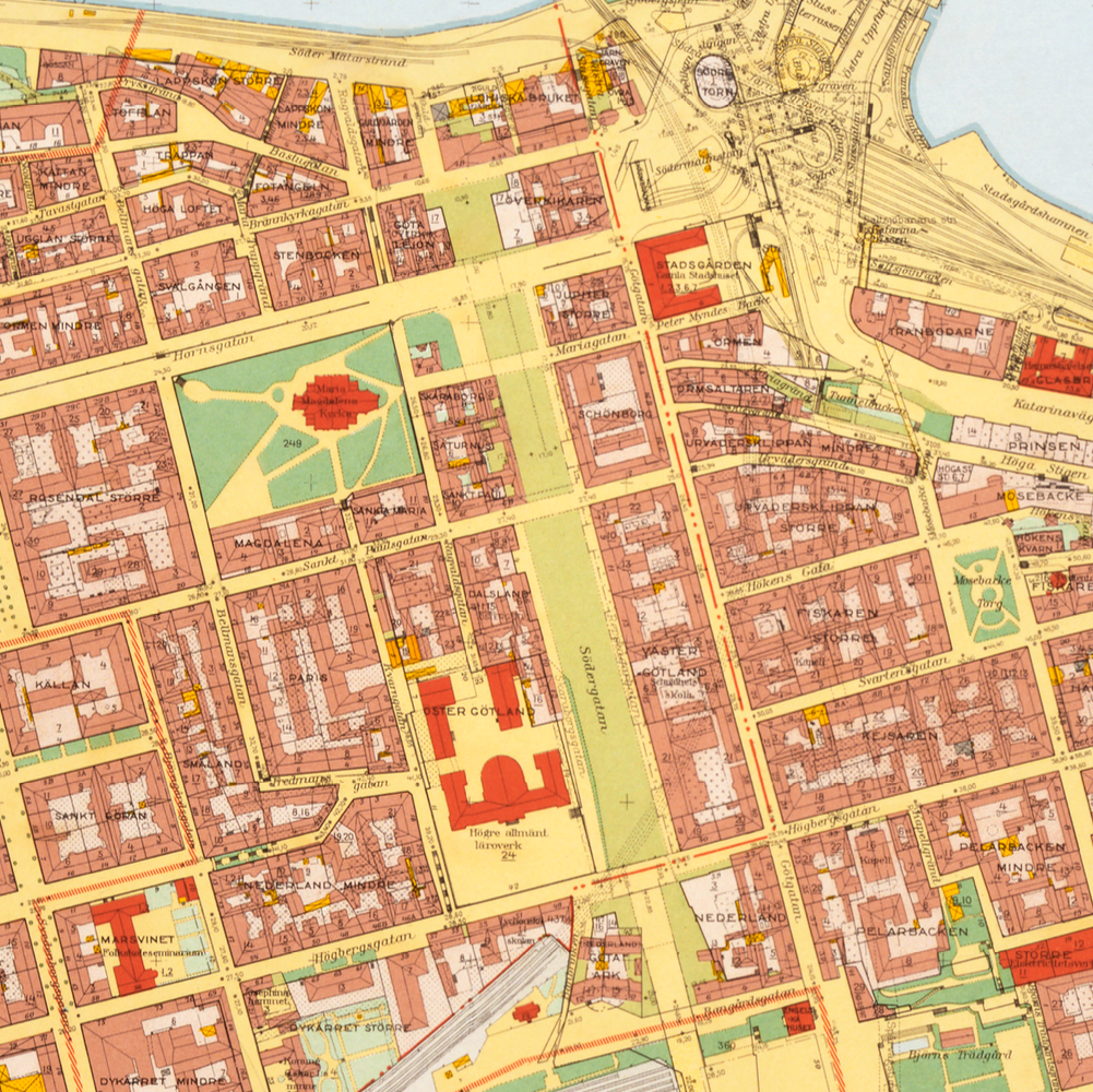 Centrala Södermalm (1938-1940 års karta över Stockholm)
