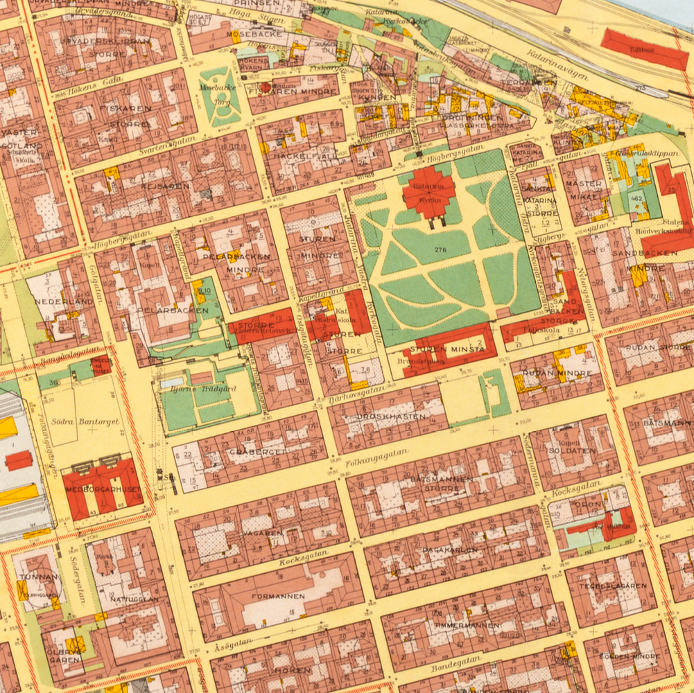 Centrala Södermalm (1938-1940 års karta över Stockholm)