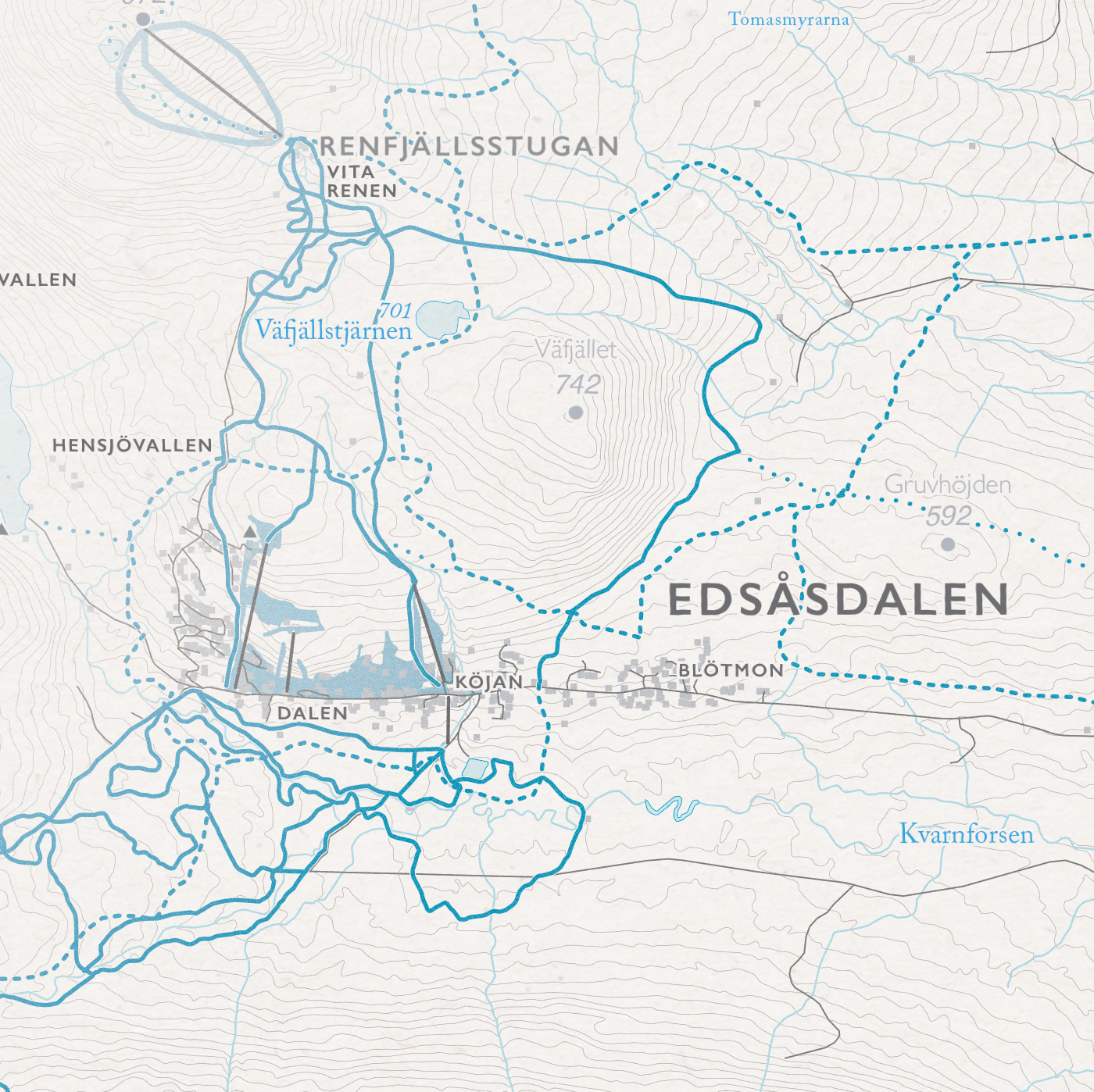 Skidkarta Södra Årefjällen