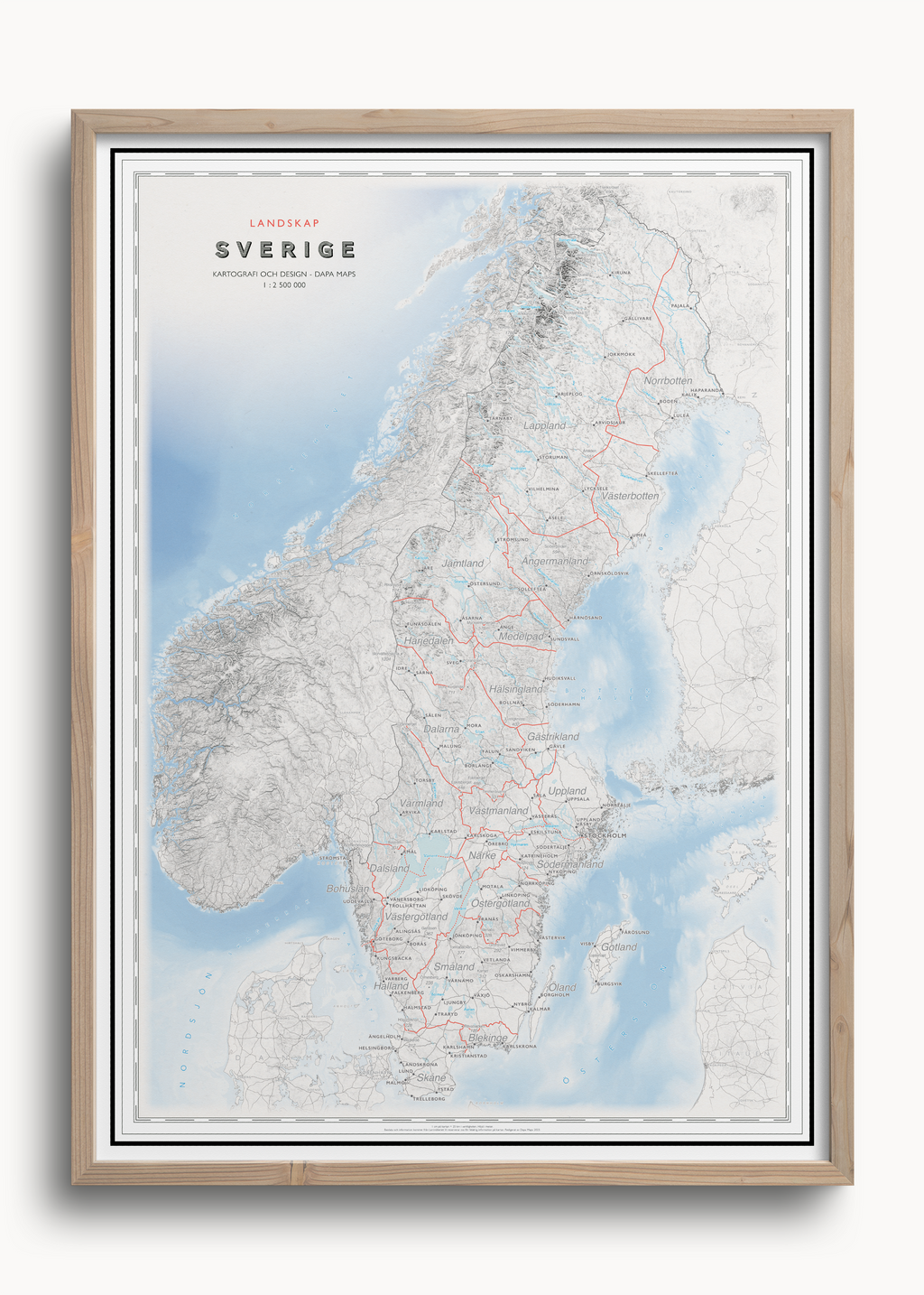 Sverigekarta med landskap