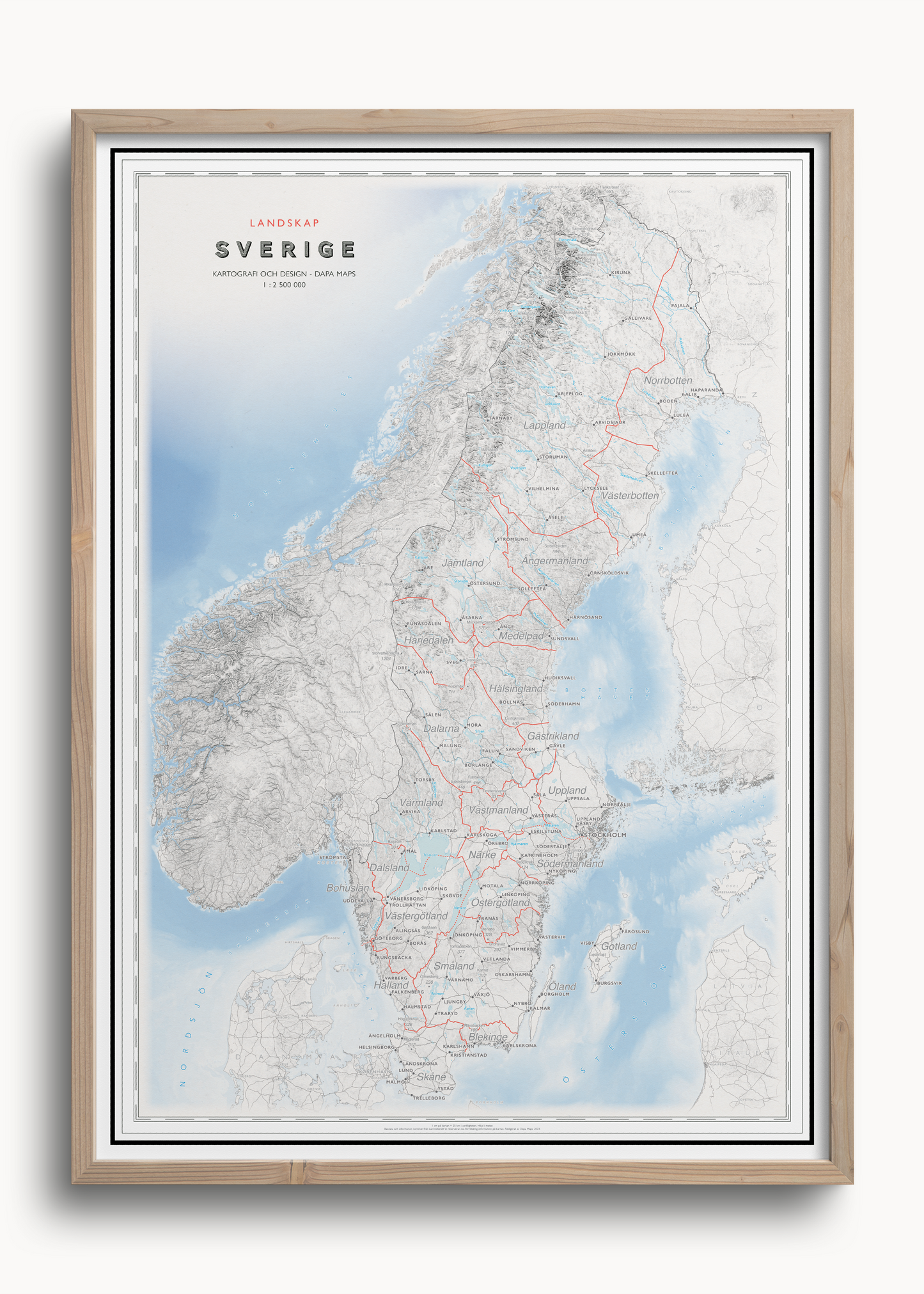 Sverigekarta med landskap