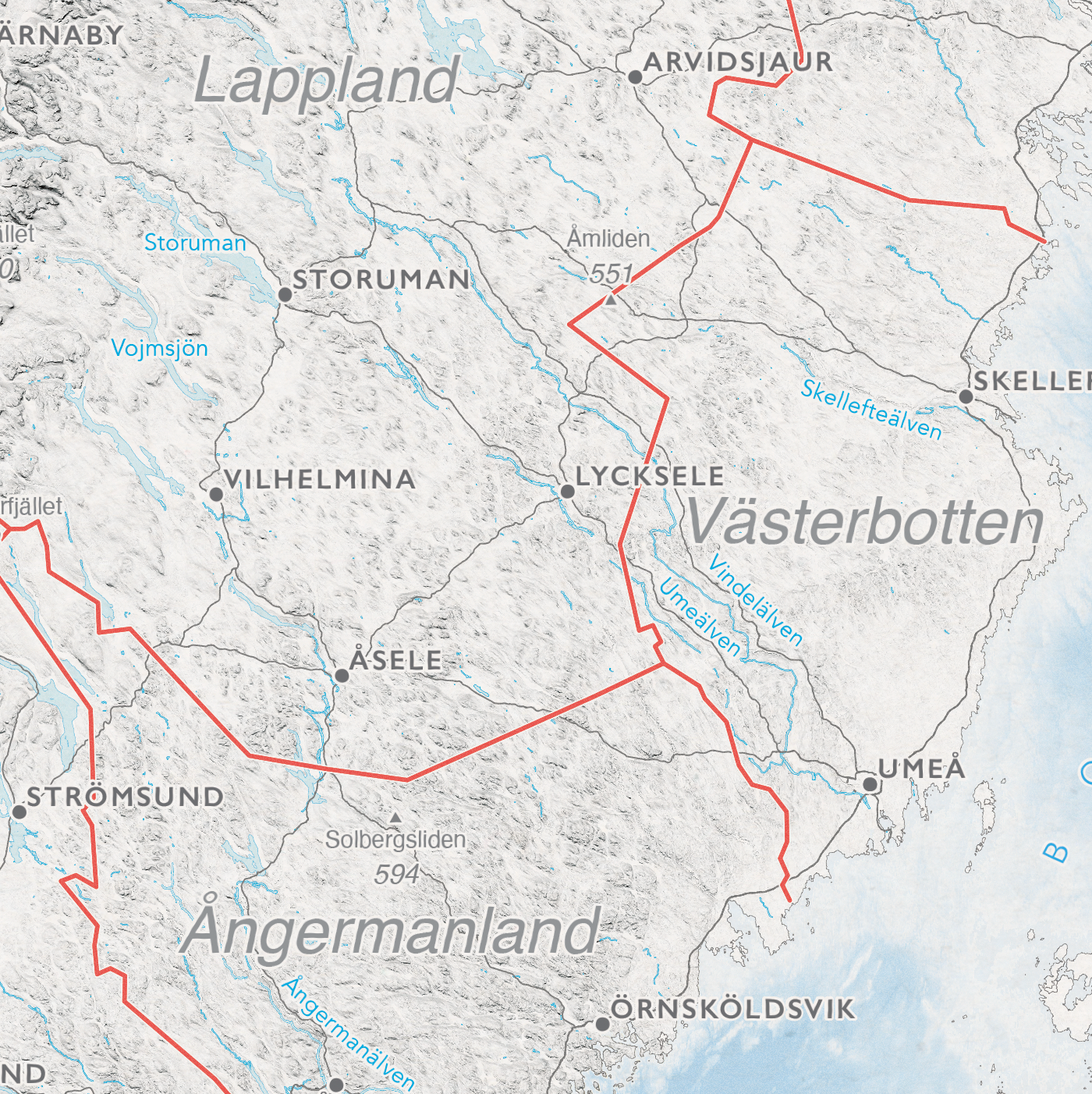 Sverigekarta med landskap