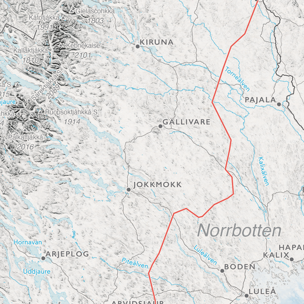 Sverigekarta med landskap