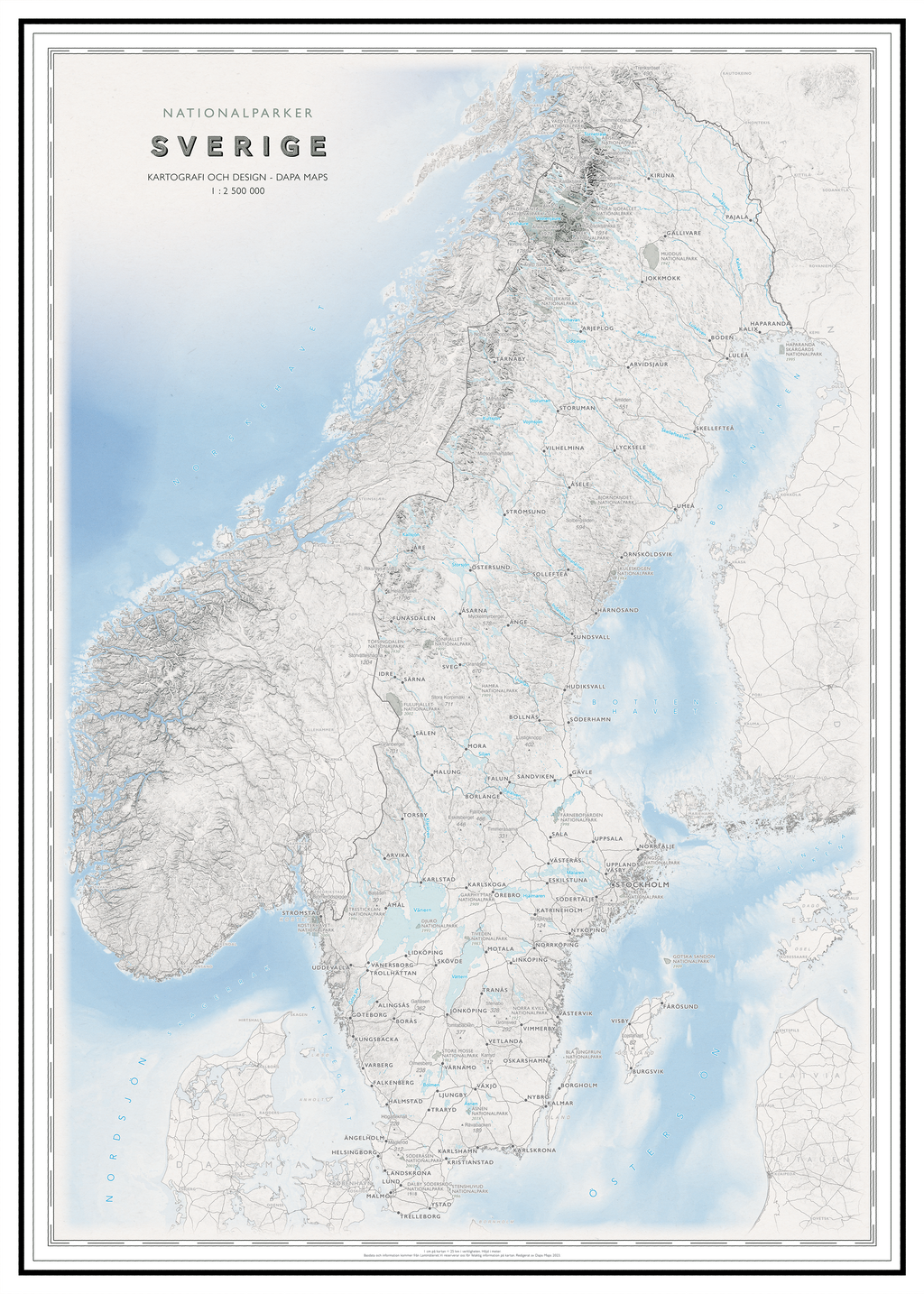 Sverigekarta med nationalparker