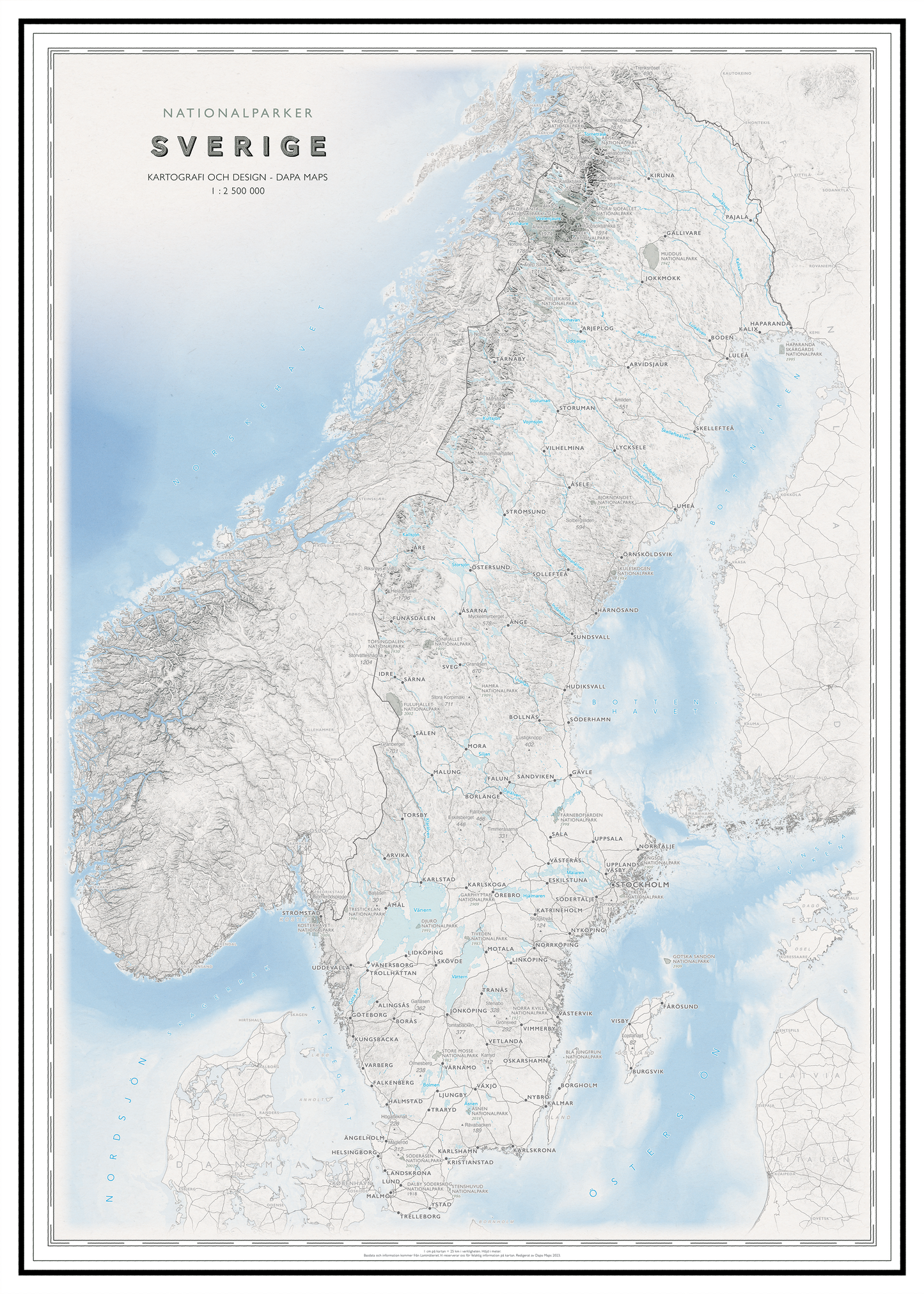 Sverigekarta med nationalparker