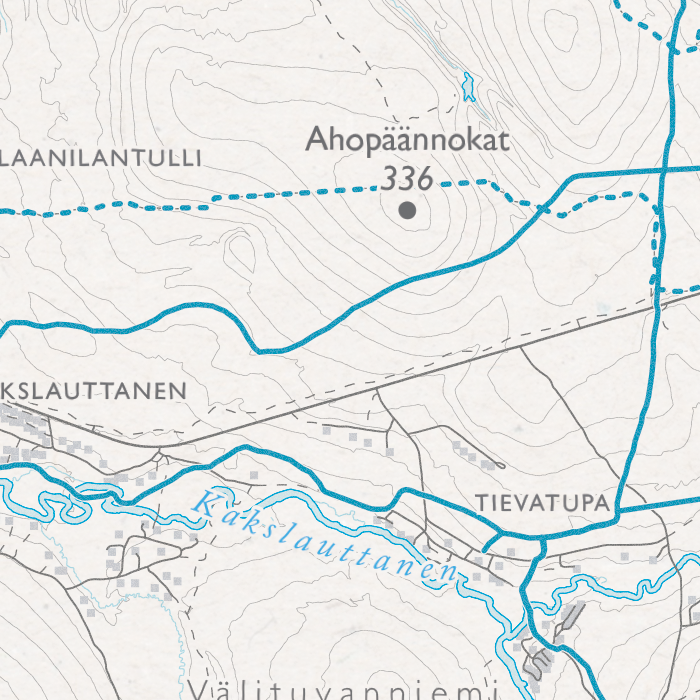 Saariselän latukartta, lähikuva: Kakslauttanen, Ahopäännokat ja Tievatupa