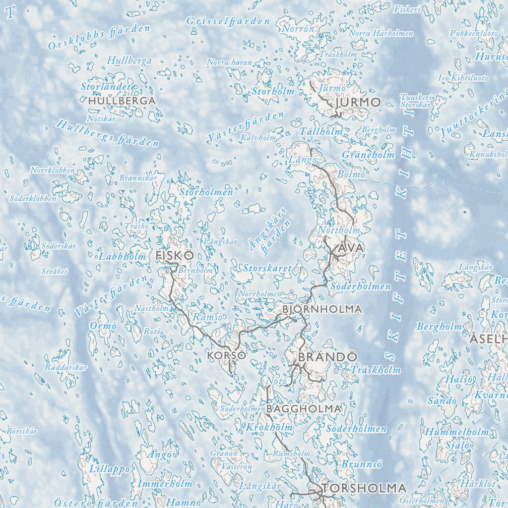 Skärgårdskarta Åland, närbild: Brändö, Jurmo och Skiftet