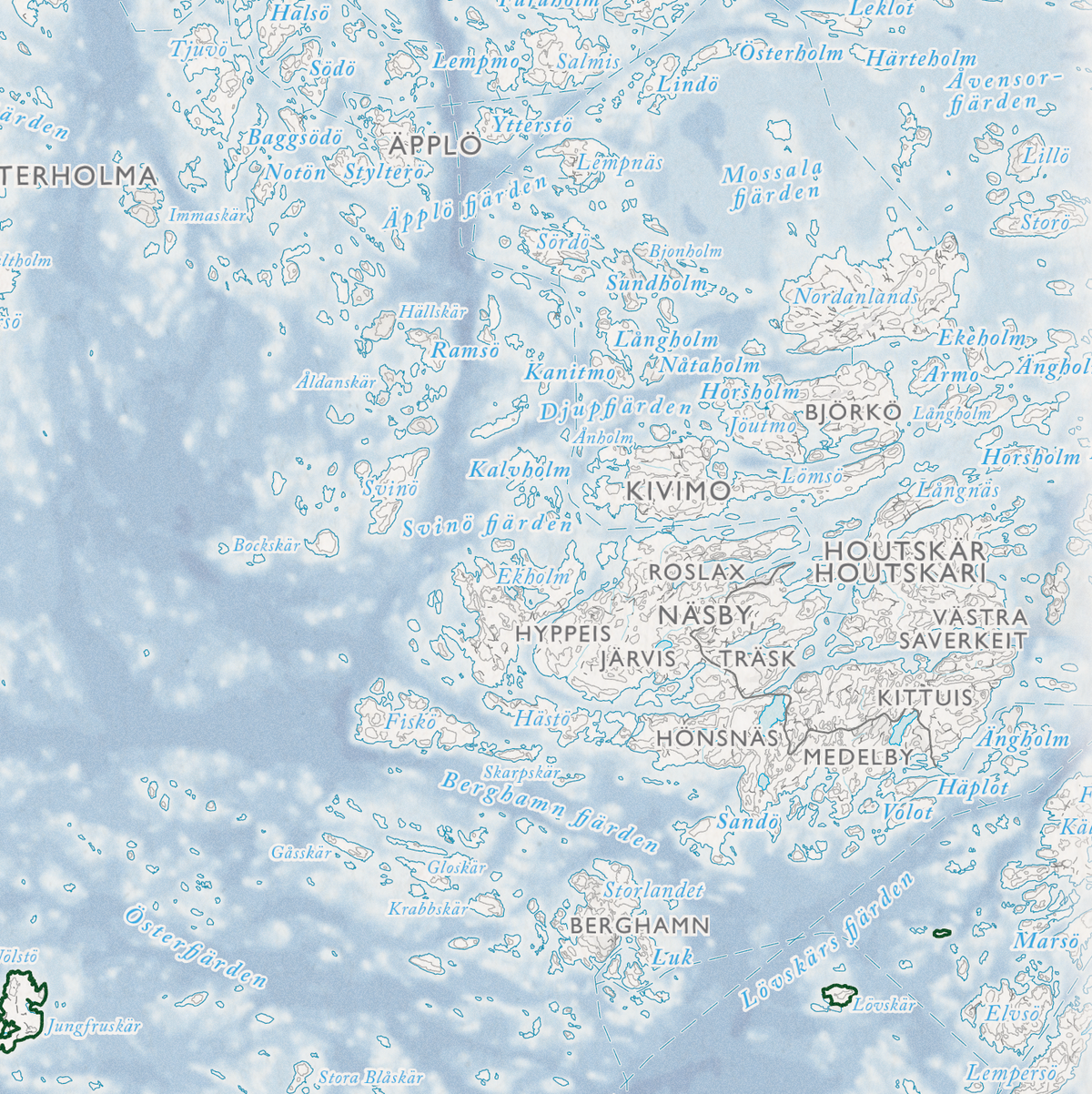 Skärgårdskarta Åland, närbild: Houtskär, Näsby och Kivimo